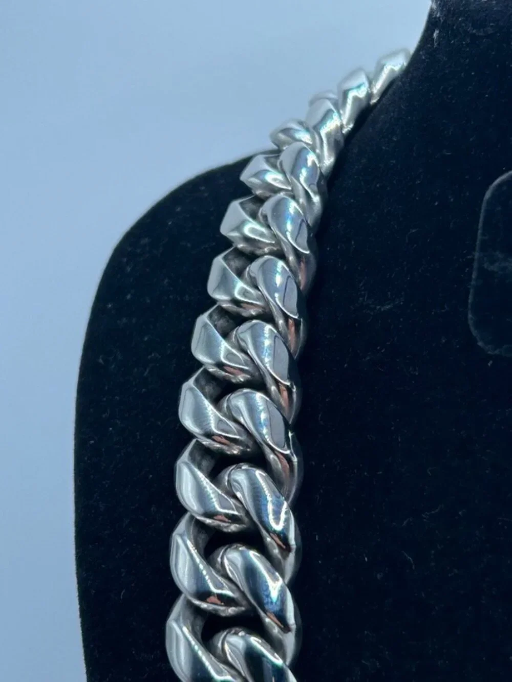 Mens Real Silver Cuban Chain 18mm 24 Inch Stainless Steel Plated Solid Durable